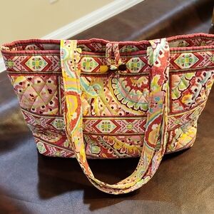 Vera Bradley Red and Pink Paisley Tote Bag
